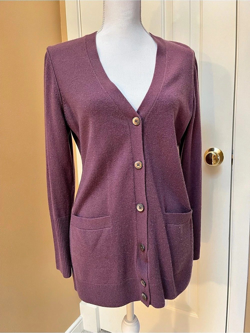 Nordstrom Collection 100% Cashmere Long Cardigan Sweater Purple Size M $250